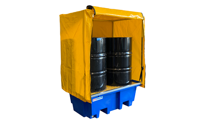 PVC Cover and Galvanised Frame for 2 Drum Bund, 1300mm H