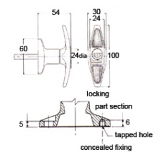 " T" Chrome Handle Rear Fix Locking