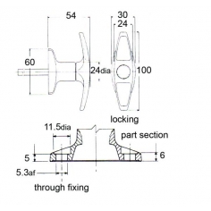 T Handle Black Non-Locking